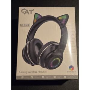 CAT ST89M Wireless Gaming Headset RGB Cat Ear Over-Ear Bluetooth Black SEALED